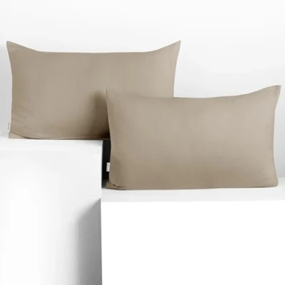 Afbeelding van DecoKing Amber kussenslopen 50 x 60 cm, jerseykatoen, rits, cappuccino, 2 stuks