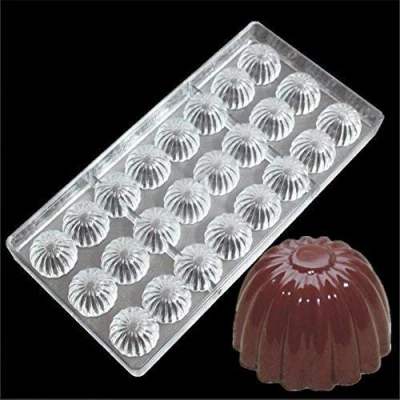 Afbeelding van VALINK 24 holtes bloem vormige chocolade schimmel polycarbonaat snoep lade gelei dessert vierkante vorm harde injectie PC bakvormen pan 27,5x13,5x2,4cm