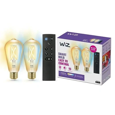 Afbeelding van WiZ Edison Filament 2 pack Slimme LED Verlichting Warm tot Koelwit Licht E27 60W Goud Wi Fi incl afstandbediening