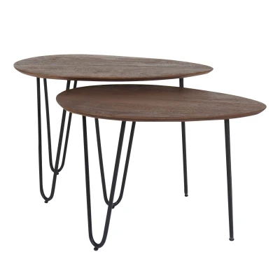 Afbeelding van Salontafel Fabio Espresso Mangohout Set van 2