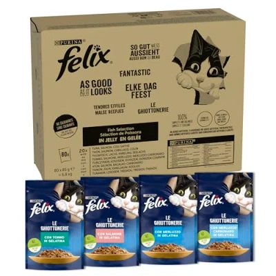 Afbeelding van 80x85g Vis Mix I Felix Zo Goed Als Het Eruit Ziet Kattenvoer