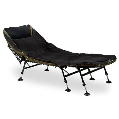Afbeelding van CampFeuer karperligstoel XXL 210 x 85 45 60 cm, in hoogte verstelbare en stabiele met 8 poten, opvouwbaar veldbed, campingbed, comfortabel gevoerd