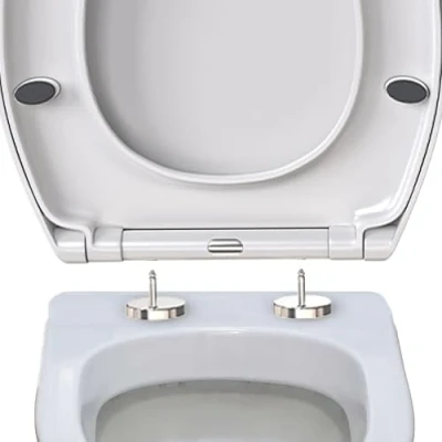 Afbeelding van Toiletbril met softclose functie, snelsluiting voor eenvoudige reiniging, standaard toiletbril, ovaal, bevestiging aan de bovenkant, universele wc bril, niet slaan, wit