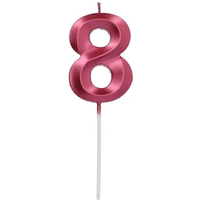 Afbeelding van Folat Kaars cijfer 8 glamour roze metallic 7 cm