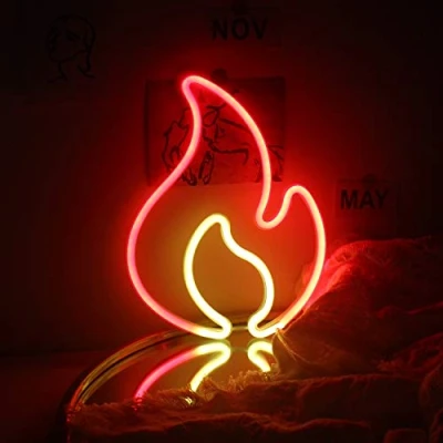 Afbeelding van Ineonlife Vlamvormige Neon Borden voor aan de Muur Bord met Rode Gele LED verlichting Neonkleurig Oplichtend Vlamvormig Nachtlampje Slaapkamer Bar Restaurant Winkel Woondecoraties