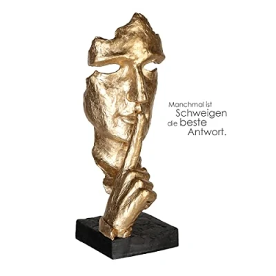 Afbeelding van Casablanca by Gilde Decoratief figuur Sculptuur Silence, goud/zwart object, hoogte 39 cm, met teksthanger, woonkamer (1 stuk)