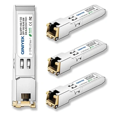 Afbeelding van [4 Pack] 1.25/2.5/5/10G SFP+ naar RJ45 Zendontvanger, Koper Module, Cat.6a/7, tot 30m, voor Cisco SFP 10G T S, MikroTik S+RJ10, Ubiquiti UF 10G, Netgear AXM765, Netgear, TP L L. inkt, Fortinet