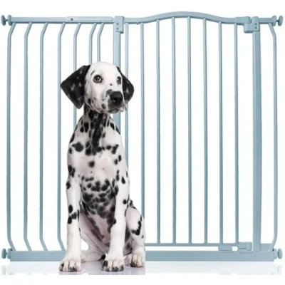 Afbeelding van Bettacare Extra Hoge Hondenhekje met Gebogen Bovenkant Assortiment, 107cm 116cm (69 opties beschikbaar), Mat Grijs, Hoog 100cm in Hoogte, Drukfit Hekje voor Hond en Puppy, Huisdieren Honden, Eenvoudige Installatie