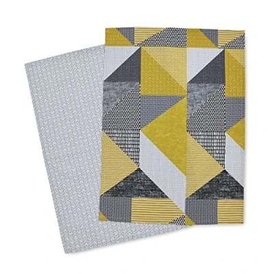 Afbeelding van Catherine Lansfield Keuken Larsson Geo Katoen 50x70 cm Theedoeken Paar Oker Geel