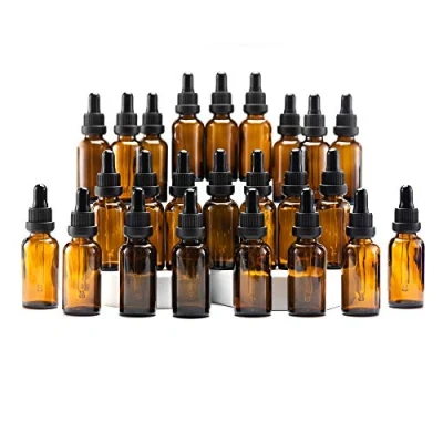 Afbeelding van Yizhao Amber Glazen Druppelflesje 30ml, met Pipet Druppelaar, voor Essentiële olie, Aromatherapie, Cosmetica, Laboratorium, Apotheek, Reizen, Massage 24 Stuks
