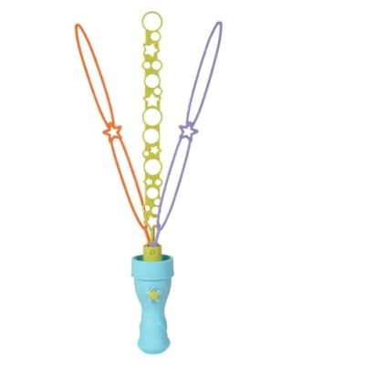 Afbeelding van Bubble Fun Zeepbellenstaaf Triple, vouwmechanisme, zeepbellen in verschillende maten, 120 ml loog, L: 37 cm, vanaf 3 jaar