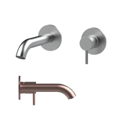Afbeelding van SB Round 316 inbouw wastafelmengkraan Geborsteld Koper PVD 132mm