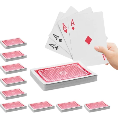 Afbeelding van Relaxdays 10x speelkaarten groot pokerkaarten waterafstotend 270 stuks grote kaarten
