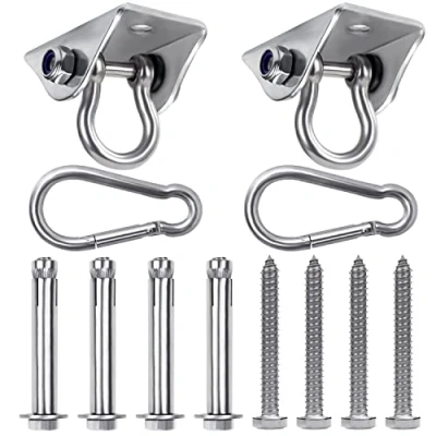 Afbeelding van Belle Vous Zware Kwaliteit Schommelhaken (2 Pak) Roestvrijstalen Swivel Plafondhaken met Schroeven 450 kg Belasting voor Betonnen en Houten Sets, Yoga, Hangmat stoel, Zandzakken Schommelsets
