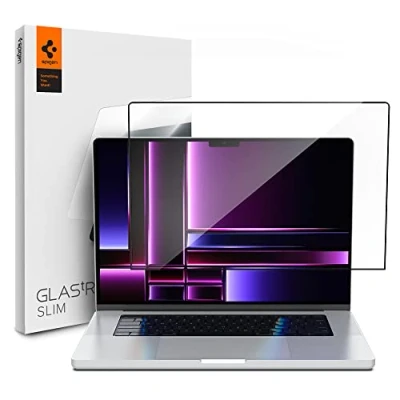 Afbeelding van Spigen Glas.tR Slim Screenprotector compatibel met MacBook Pro 16 inch (vanaf 2021, M3 / Max M2 M1 Max), Volledige dekking, Krasbestendig, Kristalhelder