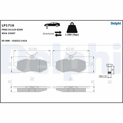 Afbeelding van Delphi Diesel Remblokset LP1716