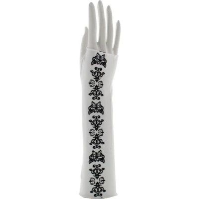 Afbeelding van Zac&#039;s Alter Ego Vingerloze handschoenen White Long Butterfly Print Wit