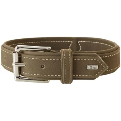 Afbeelding van HUNTER HUNTING hondenhalsband, leer, nubuck, robuust, zacht, 40 (S), olijf