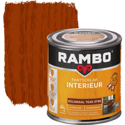 Afbeelding van Rambo Interieur Lak Transparant Zijdeglans Koloniaal Teak 0769 0,25 liter