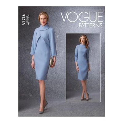 Afbeelding van Vogue Patronen V1736A5 Misses Jurk, Wit, A5 (6 8 10 12 14)