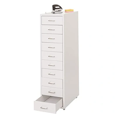 Afbeelding van Mendler Boston T851 Rolcontainer met schuifladen, stalen kast, 110 x 28 41 cm, 10 laden, wit