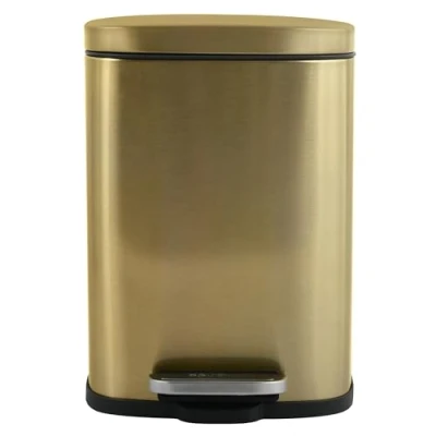 Afbeelding van Spirella Pedaalemmer Venice mat goud 5 liter metaal L21 x H30 cm soft close toilet/badkamer Pedaalemmers