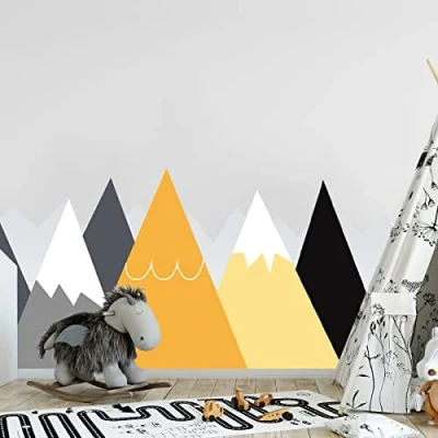 Afbeelding van Muurstickers Kinderen Decoratie Babykamer Scandinavische bergen Licaka H100 x L240 cm
