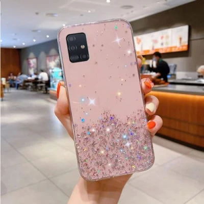 Afbeelding van Sterrenhemel glitter transparant hoesje compatibel met Samsung Galaxy A71 4G TPU slanke schokbestendige telefoon beschermhoes