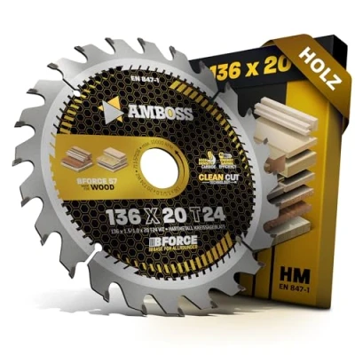 Afbeelding van HM cirkelzaagblad 136x20 Z24 wisseltand voor accu hout Allround. AMBOSS WERKZEUGE® zaagblad van 136 mm comp. Festool TS75EBQ Makita 5008 MG en nog veel meer