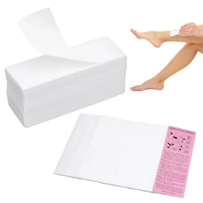 Afbeelding van Vliesstrips voor warme was en suikerpasta, 200 stuks, waxstrips, ontharing, huidvriendelijke scheurvaste waxstrips elk type depilatie op benen, borst, rug, intieme zone gezicht