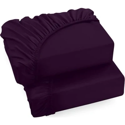 Afbeelding van Utopia Bedding Set van 2 Hoeslakens, 35 cm Diep, Onderhoudsvriendelijk Zacht Geborsteld Microvezel Stof, Krimp en Verkleuringsbestendig (180 x 200 cm,Paars)