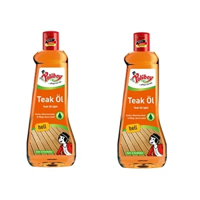 Afbeelding van Poliboy teakolie voor licht hardhout, intensieve kleurverfrissing, reinigt, verzorgt en beschermt, verpakking van 2 stuks, x 500 ml, Made in Germany