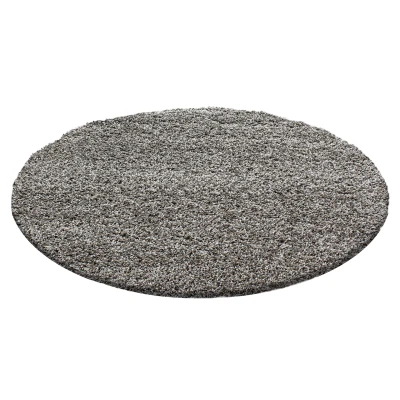 Afbeelding van Basic Shaggy vloerkleed Taupe Hoogpolig 120 cm rond