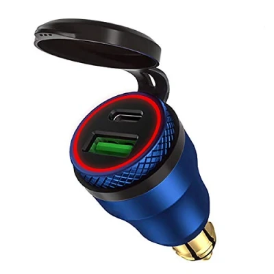 Afbeelding van iMESTOU Aluminium DIN Hella Power Plug Charger naar Type C en Snelle Charge USB 3.0 Motorfiets Adapter Waterdicht voor 12V 24V Aansluiting/BMW Ducati Triumph
