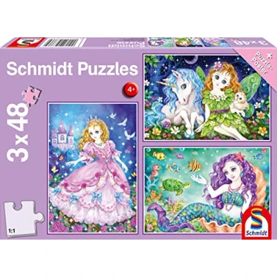 Afbeelding van Prinzessin, Fee &amp; Meerjungfrau. Puzzle 3 x 24 Teile: Kinderpuzzle 3x24 Teile