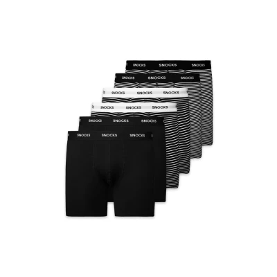 Afbeelding van Snocks MIT LÄNGEREM 6 PACK Boxerbriefs, Heren, Maat: Large, Schwarz streifen