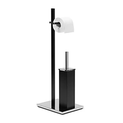Afbeelding van Relaxdays wc borstel garnituur mat roestvrij staal, borstel, toiletrolhouder