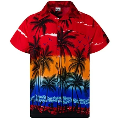 Afbeelding van Funky Hawaiiaans Overhemd, Hawaii Korte Mouw, Beach, Rood, M