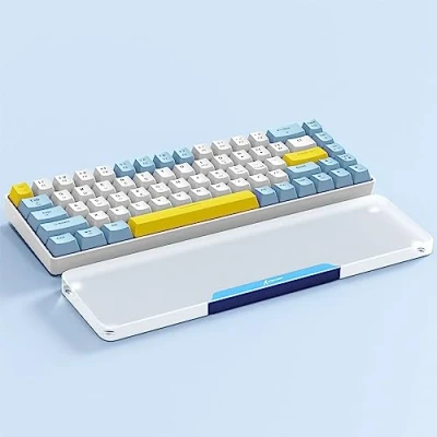 Afbeelding van Attack Shark 68 toetsen Acryl Polssteun, CNC Aluminium Legering Transparante Handpalmsteun, 60% Indeling Gaming Mechanisch Toetsenbord Ergonomische Pols Ondersteuning, Anti Slip Blauw