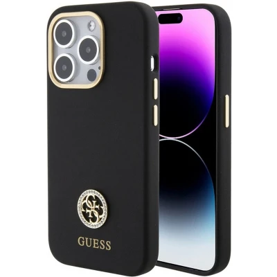Afbeelding van Guess 4G Silicone Metal Logo Back Case Geschikt voor Apple iPhone 15 Pro Max (6.7&quot;) Zwart