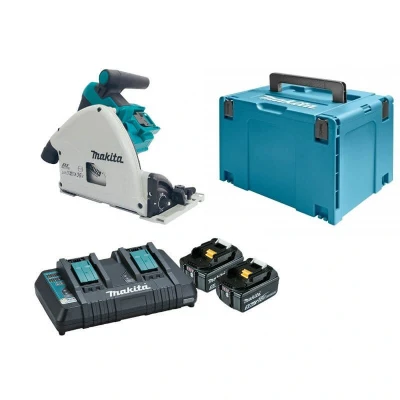 Afbeelding van Makita DSP600PT2J 36V (2x18V) Li ion accu invalzaag set (2x5.0Ah) in Mbox 165mm koolborstelloos