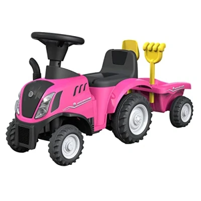Afbeelding van TURBO CHALLENGE New Holland Tractor Loopwagen 119208 Vrijloopwielen Roze Max 25 kg Plastic Batterijen niet inbegrepen Kinder speelgoed Cadeau Verjaardag Vanaf 12 maanden
