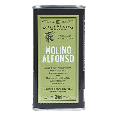 Afbeelding van Eerste oogst Arbequina olijfolie (blik van 250 ml) Molino Alfonso