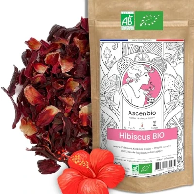 Afbeelding van Ascenbio Kruidengeneeskunde Hibiscus bio 180g los bereid en verpakt in Frankrijk biologisch afbreekbare verpakking