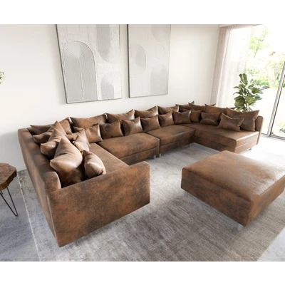 Afbeelding van Bank Clovis XL bruin antiek optiek armleuning woonlandschap modulair