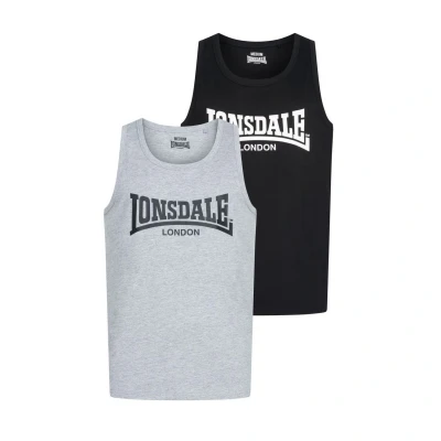Afbeelding van Lonsdale Heren Singlet Regular Fit Double Pack AVERHAM, Zwart/Marl Grijs, 4XL