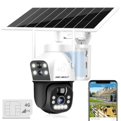 Afbeelding van GENBOLT 3G/4G LTE Solar Beveiligingscamera Buiten Draadloos 2.5K, 8W 12000mAh Batterij Accu Bewakingscamera Draadloze Geen WiFi, Dual Lens Spotlight Wireless IP Camera CCTV met SIM Kaart Cellular