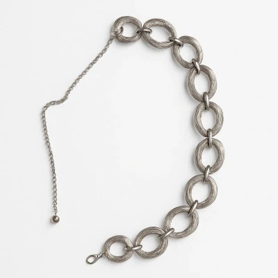 Afbeelding van Statement Riem 110cm Zilverkleurig 100% Metaal Grote Ovale Schakels