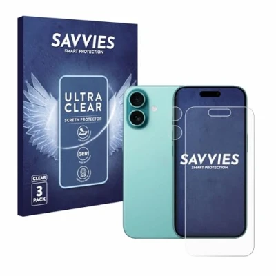 Afbeelding van Savvies (6 Stuks) Schermbeschermer voor Apple iPhone 16 (Voor+Camera) Screen Protector Ultra Transparant