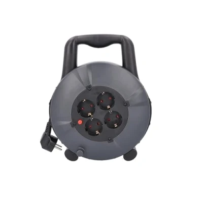 Afbeelding van as Schwabe Kabelbox 10 Meter Kabel aus robustem schlagfestem Kunststoff praktischer Griff Thermoschutzschalter mit erhöhtem Berührungsschutz 230V, 16A, max. 3500W IP20 I 16081, schwarz/grau